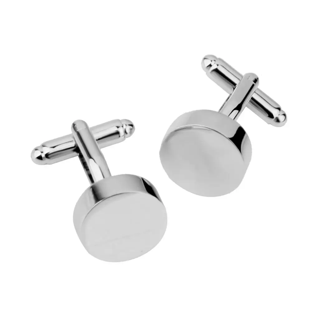 Mens Cufflinks Premium Copper Round Silver Tone Simple Modern Wedding Accessories Cuff Links for Daily and Special Occasions