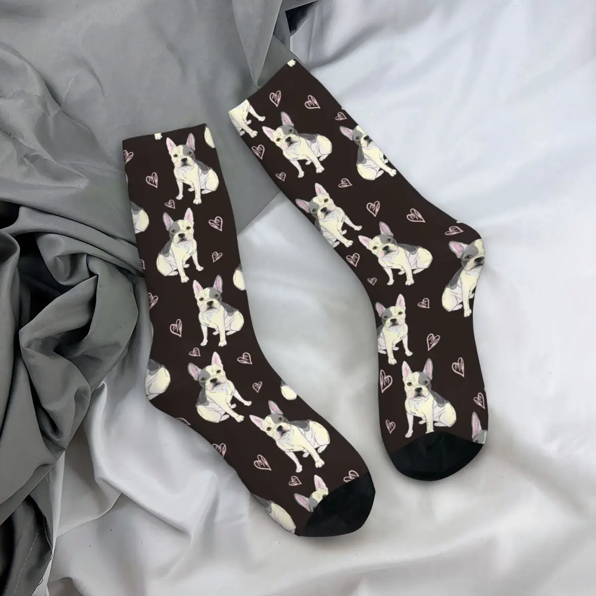 Calcetines de perro Bulldog francés para hombre y mujer, medias divertidas de animales felices, novedad, primavera, verano, otoño e invierno, regalos