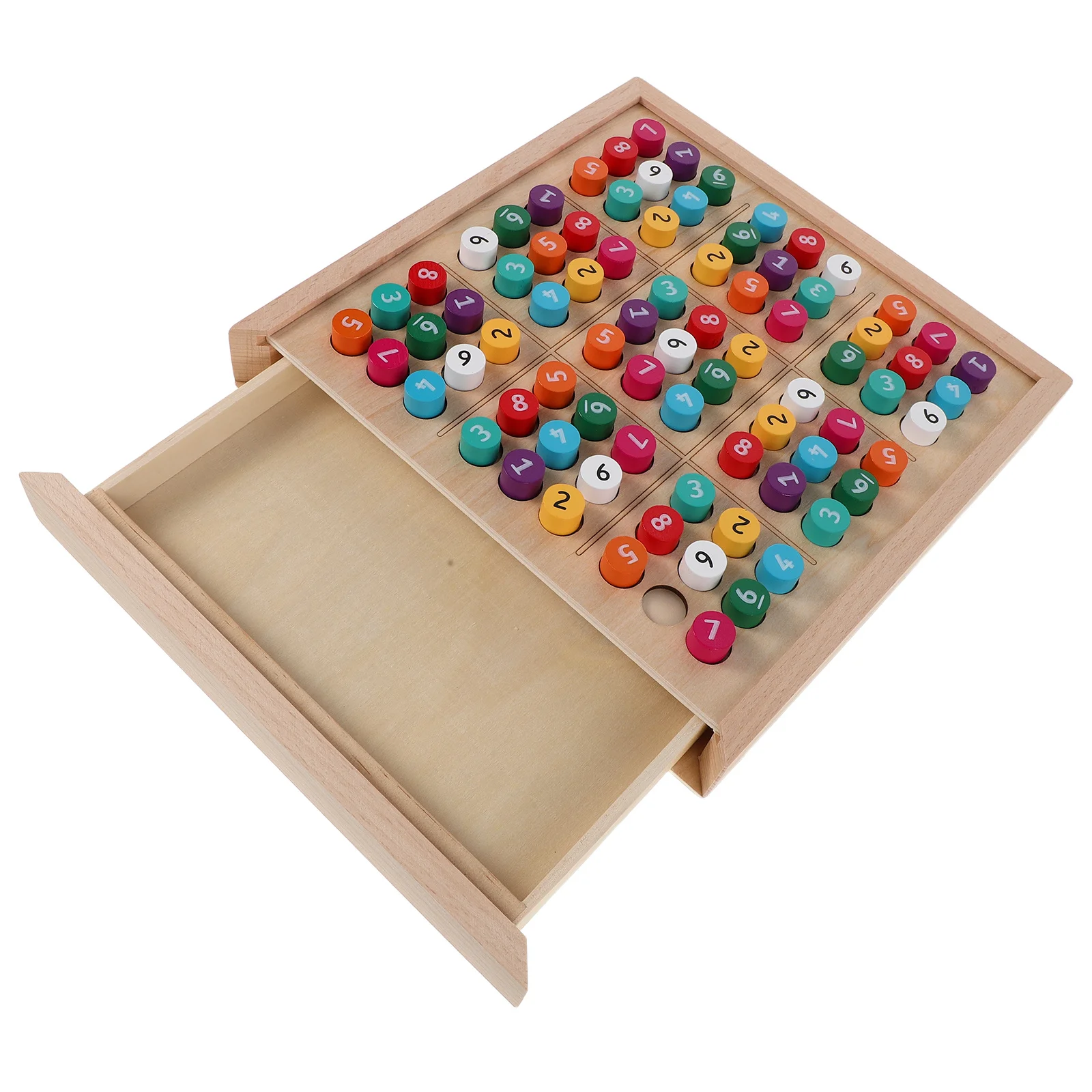 1-teilige Sudoku-Spielbox aus Holz, Logikpuzzle, Denkaufgabe, pädagogisch, für Erwachsene und Kinder, tragbar, Reisegröße
