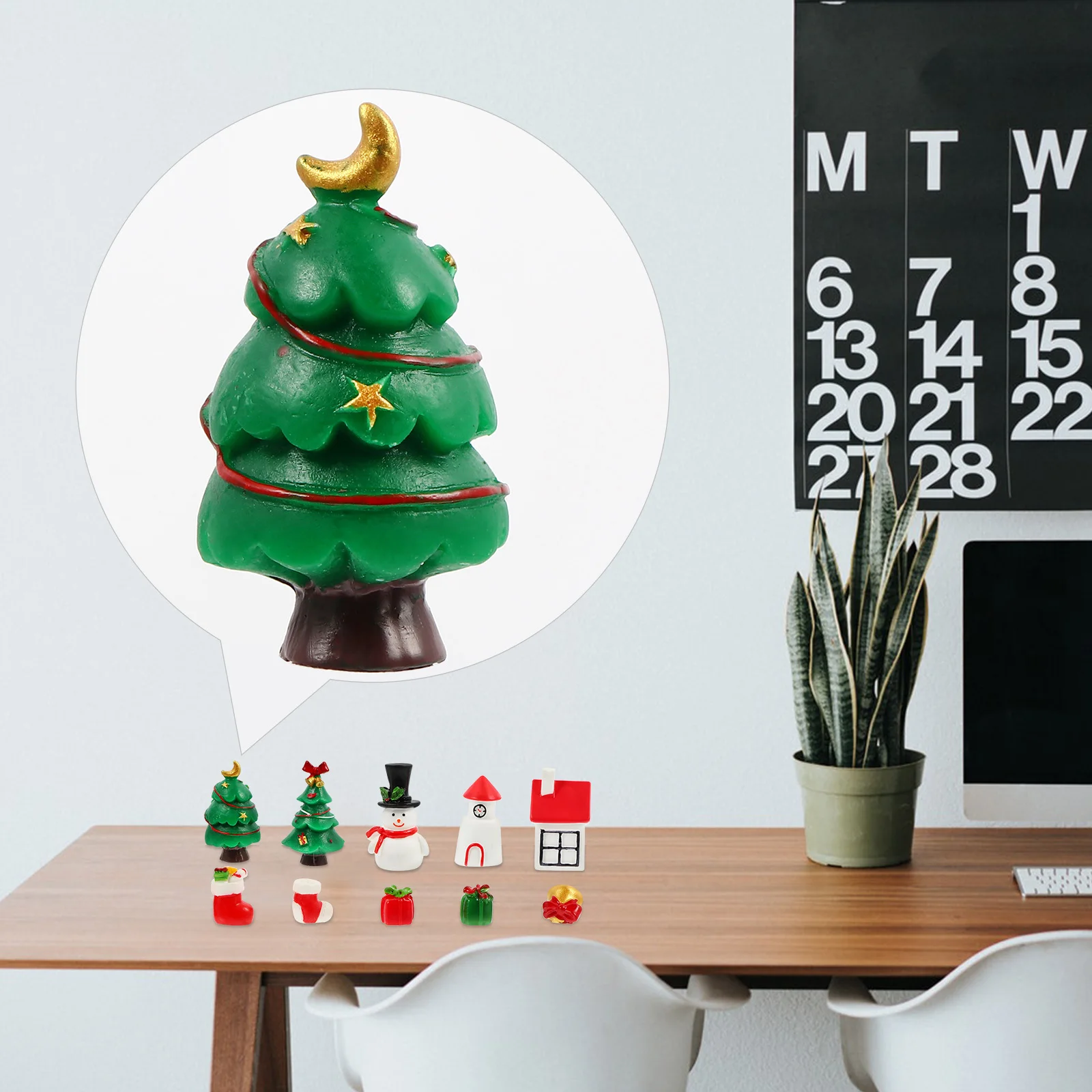 

30Pcs Christmas Elk Santa Resin Miniature Ornaments Micro Resin Craft Decorative Bonsai Ornament Christmas Home