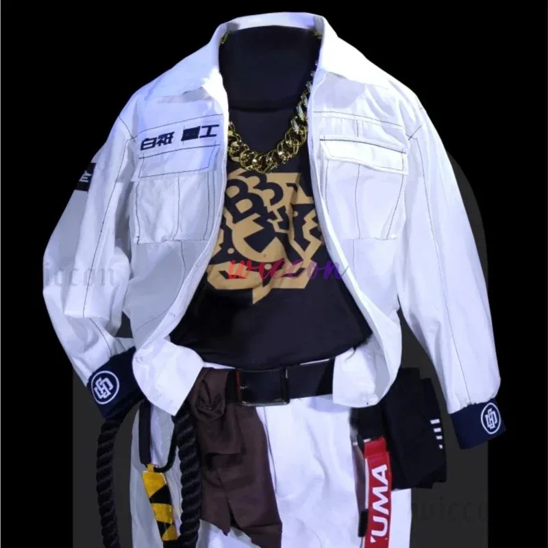 FC6Game Zenless Zone Zero Ben Bigger 코스프레 의상 남성용 화이트 코트 자켓 작업복 Ben Bigger Cosplay Plus Size Halloween @FC8!