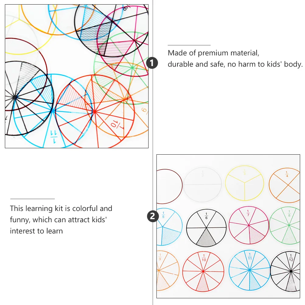 

5 set 5 Sets 8Cm Fraction Circles Learning Manipulatives For Kids Educational Teaching Supplies Tools For