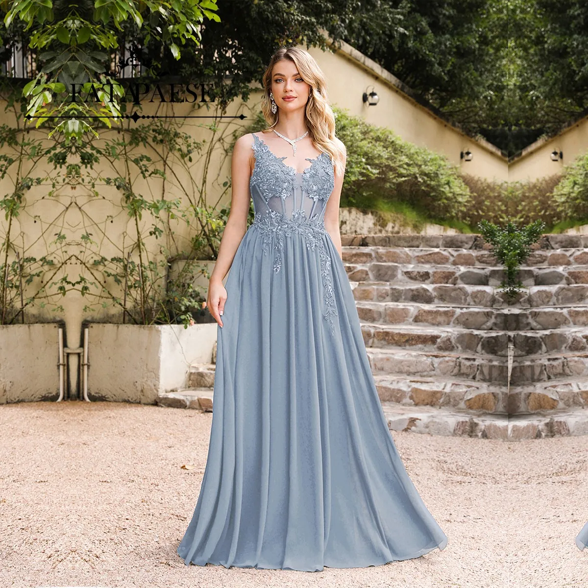 FATAPAESE  Sexy Bridesmaid Dress Integrated Cups Illusion Bodice with Spaghetti Straps Multi-layer Skirt A-line Empire Gown Part