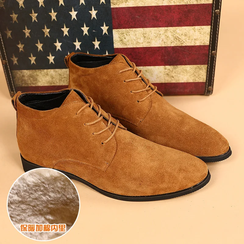 

Winter Fluff Suede Genuine Leather Boots Frosted Texture Dress Boots Men British Style Chelsea Ankle Boots Handsome Boots male