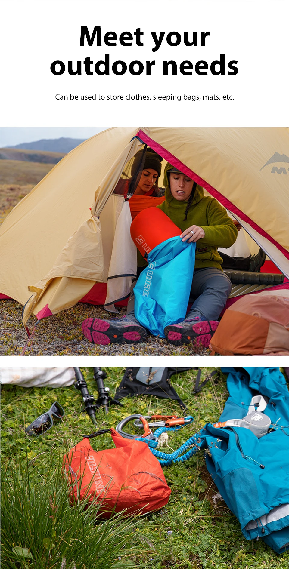 3/8/12/15/25/35/75L Wasserdichter Packsack Ultraleichter Drifting Schwimmen Kleidung Aufbewahrungstasche für Camping Bootfahren Wandern Rafting – Detail 10