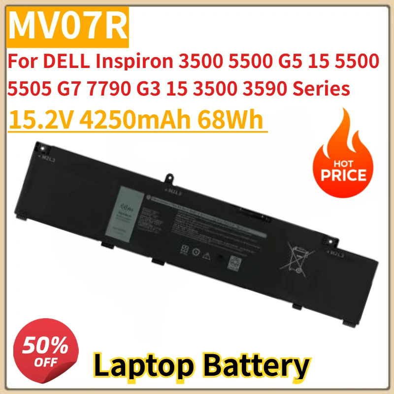 

Новый аккумулятор для ноутбука MV07R 15,2 В 4250 мАч 68 Втч для серии DELL Inspiron 3500 5500 G5 15 5500 5505 G7 7790 G3 15 3500 3590