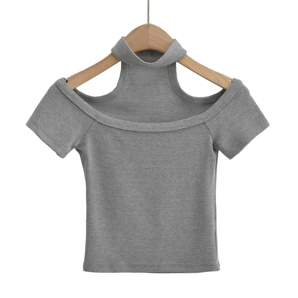 

Женская футболка с короткими рукавами и открытыми плечами, утягивающий топ Pure Desire, сексуальный базовый слой, новинка лета, горячая мода для девочек