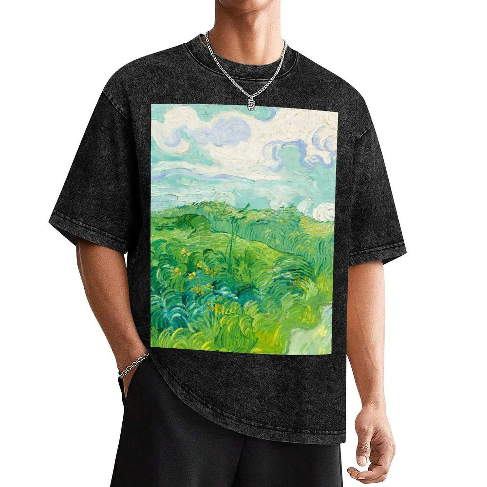 Green Wheat Fields Auvers Van Gogh Fine Art T-Shirt clothes cute clothes Aesthetic clothing heavyweight t shirts for men