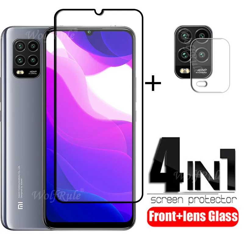 4-in-1 For Xiaomi Mi 10 Lite Glass For Mi 10 Lite 5G Tempered Glass Full Glue Covver Screen Protector For Mi 10 Lite Lens Glass