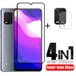 4-in-1 For Xiaomi Mi 10 Lite Glass For Mi 10 Lite 5G Tempered Glass Full Glue Covver Screen Protector For Mi 10 Lite Lens Glass