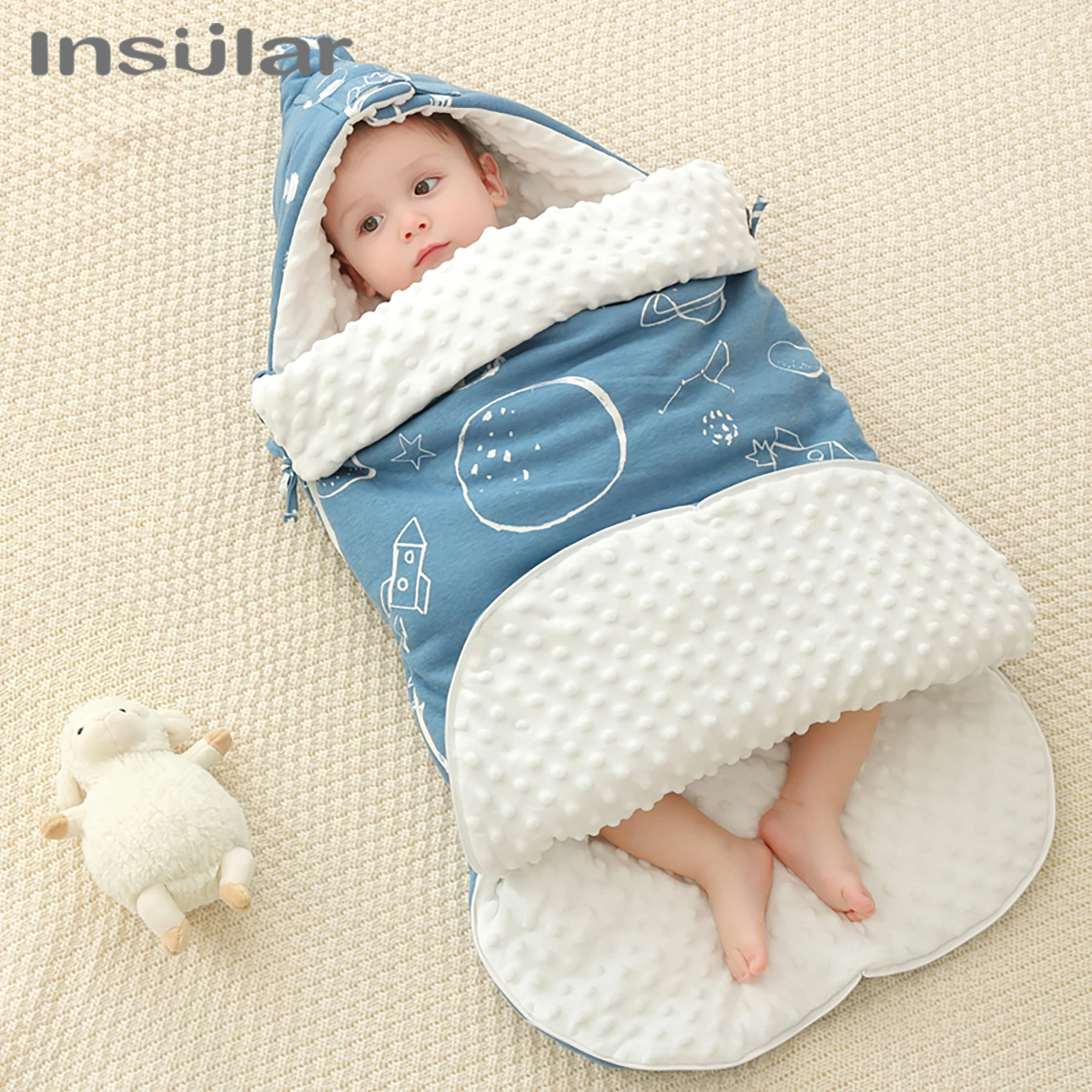 Baby Sleeping Bag Envelope Stroller Swaddle Footmuff Winter Warm Kids Sleepsacks with Zipper Detachable Sleeve Wearable Blanket