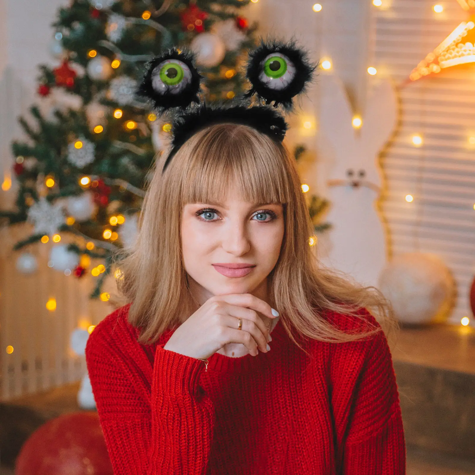 

2Pcs Halloween Eyeball Headband Lightweight Secure Fit Elegant Party Headdress for Cosplay Halloween Gathering Photo Prop