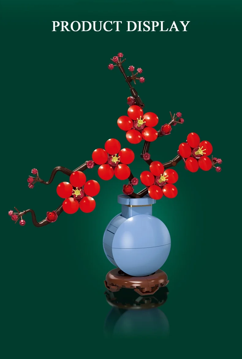 SEMBO Ewige Blume Pflaumenblüte Bausatz MOC Topfpflanzen-Modell Bausteine Spielzeug Heimdekoration Geburtstags-/Festtagsgeschenke – Detail 2