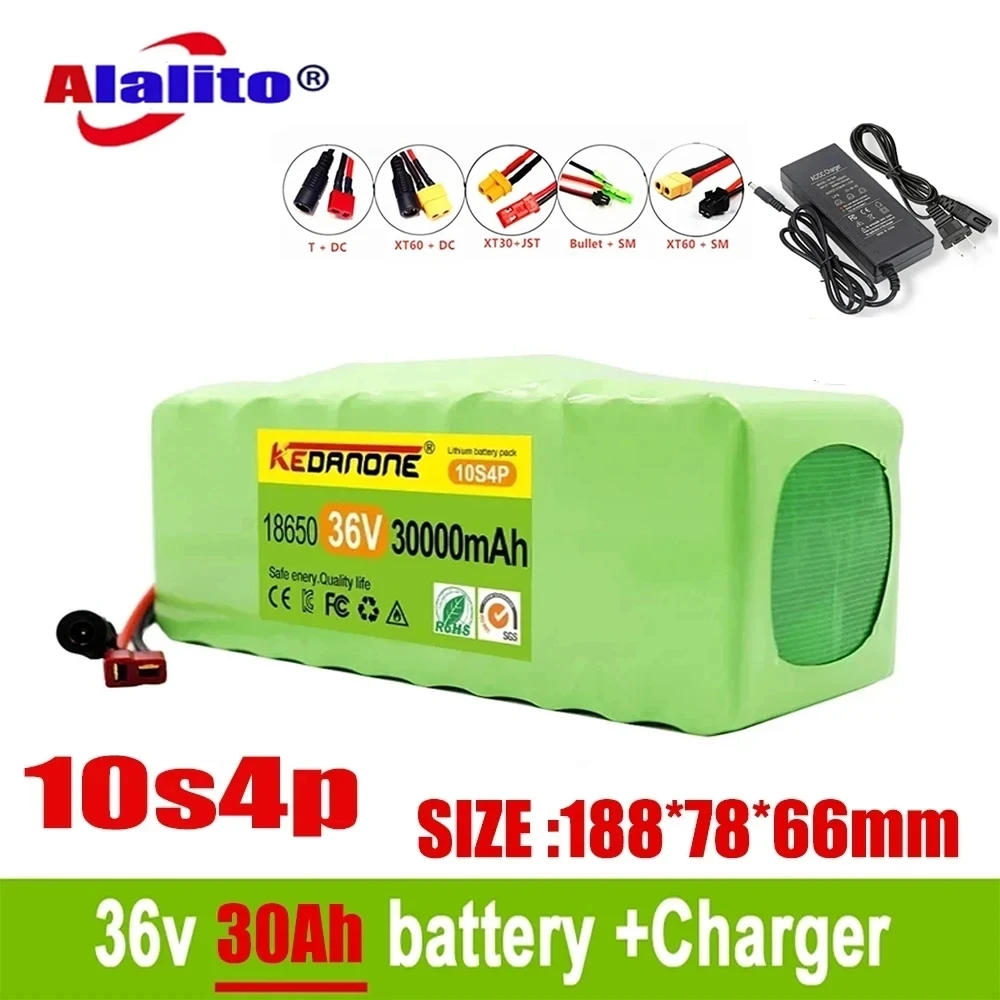 

Original 36v 30Ah 10S4P High Capacity 42V 18650 Lithium Battery Pack 30000mAh Electric Bicycle Scooter with BMS XT60 Plug 15 Bes