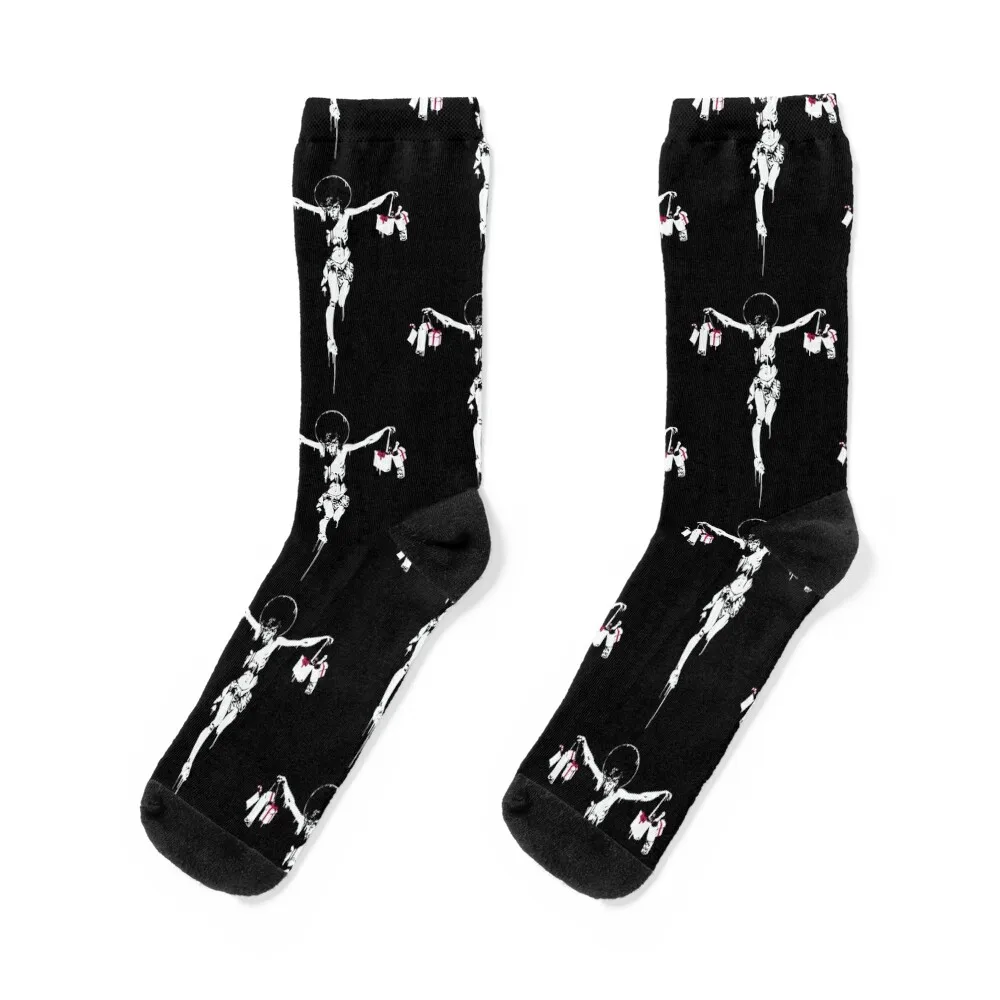 

banksy Jesus Christ crucified Socks Running soccer anti-slip Stockings compression Ladies Socks Men's