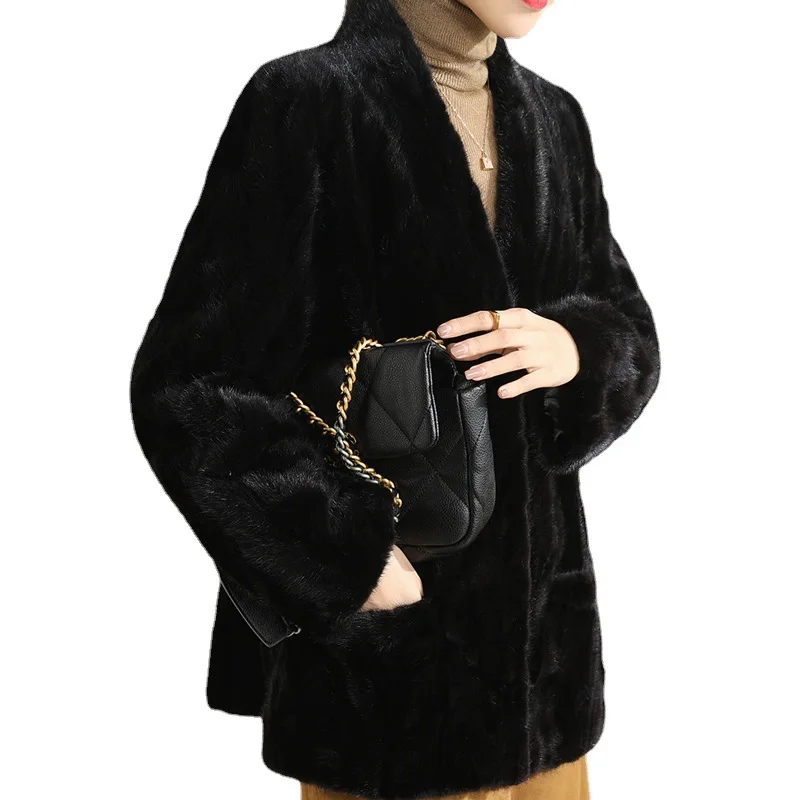 2023 new winter real mink coat Women's short imported real mink fur coat thicken warm coat