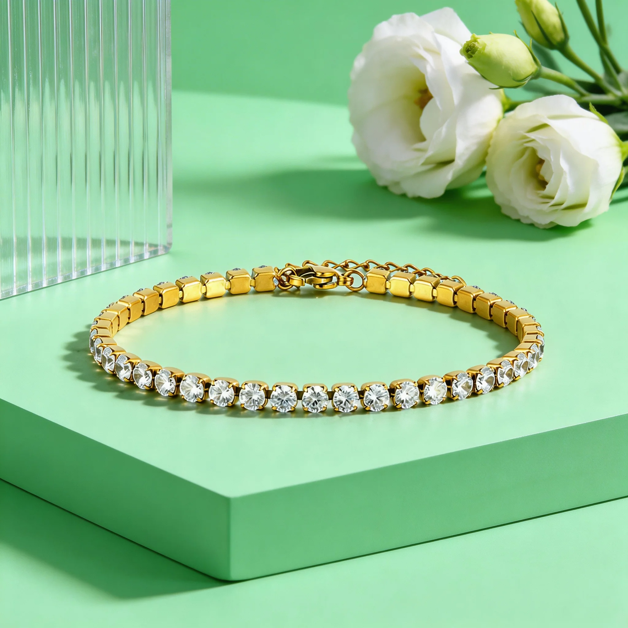 2/3/4/5MM高級ジルコンテニスチェーンアンクレット(女 - Jc Jewelry & Watches のレビューと価格