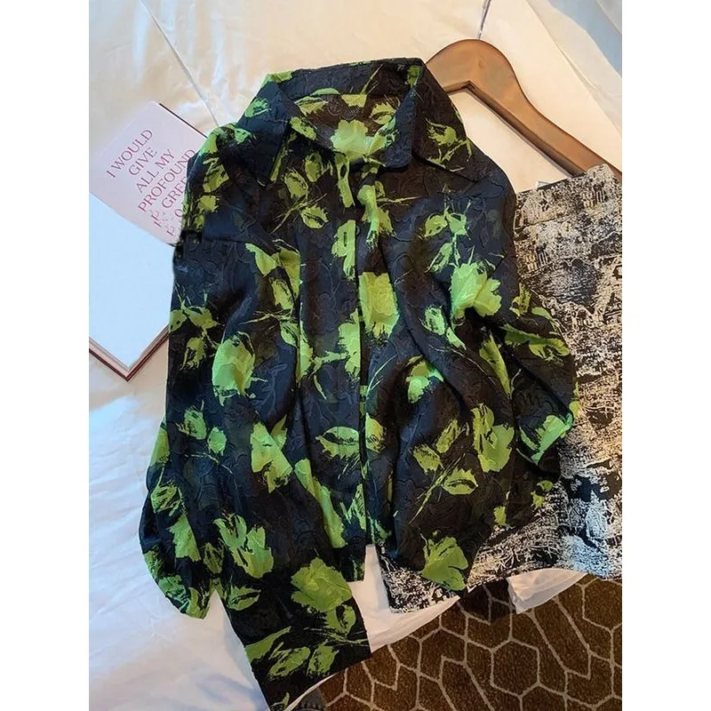 Damska odzież Francuska retro luźna koszula w kwiaty Letnia nowa moda Bluzki Styl Ochrona przed słońcem Szyfonowa bluzka