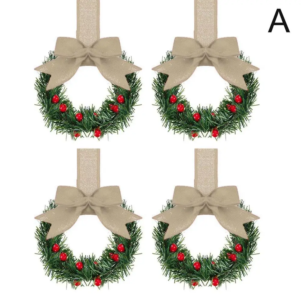 クリスマスキャビネットリースリボン、フェスティバルの装飾、ミニ家具、装飾付きの家のクリスマスツリーリースb e4o7