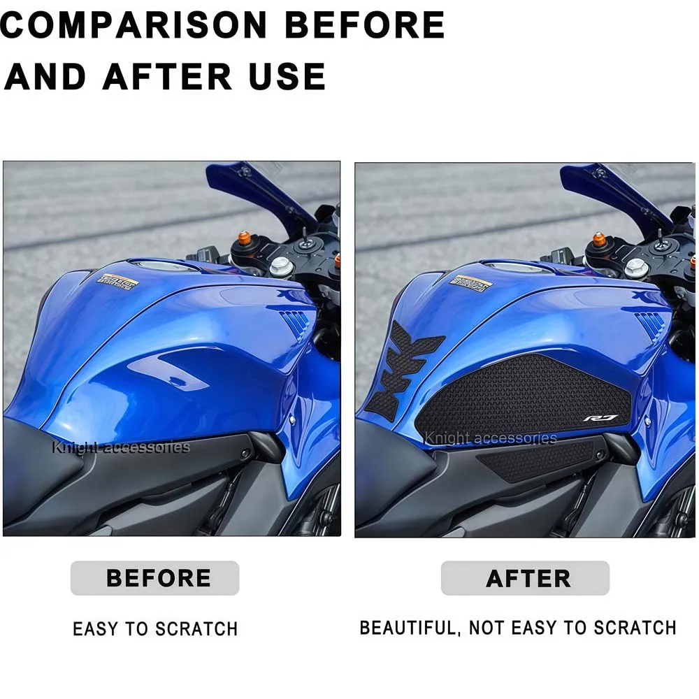 For R7 YZF R7 YZFR7 2021- 2023 2024 2025 Side Fuel Tank Pads Protector Stickers Knee Grip Traction Pad