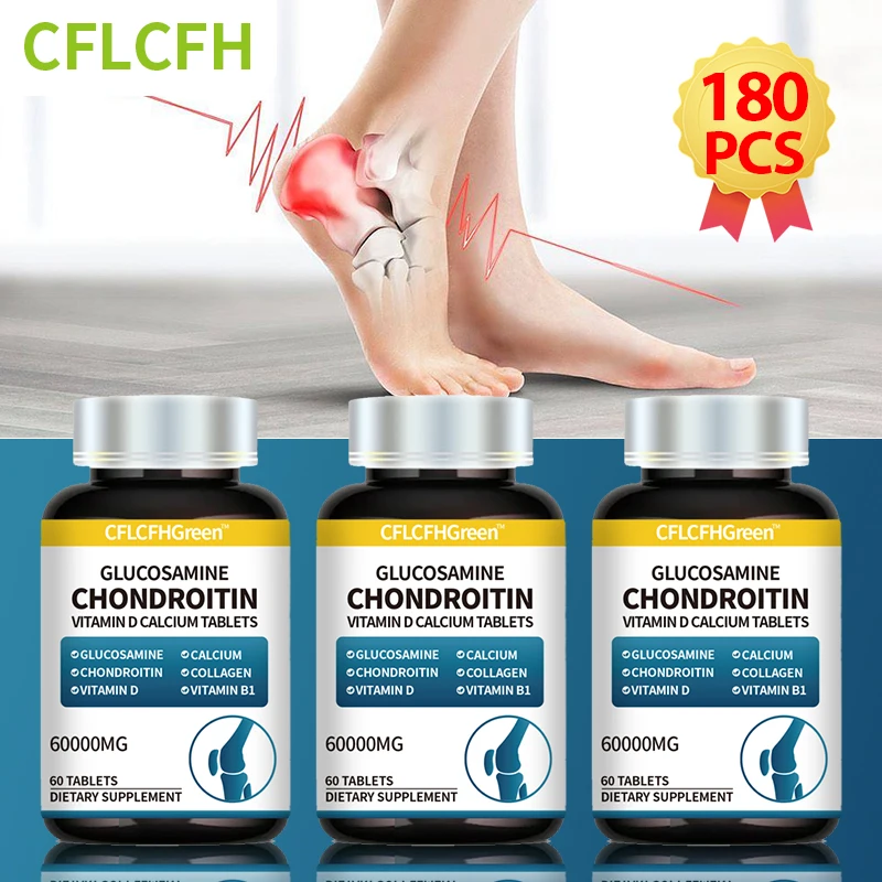 Joint Health Support Arthritis Relief Supplement Capsules Calcium D3 Glucosamine Chondroitin Tablet Extra Strength 60/120/180Pcs