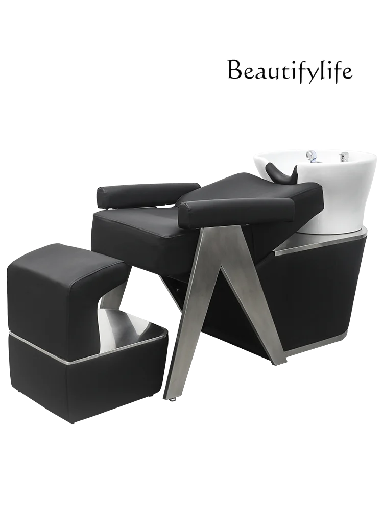 Shampoo Chair for Hair Salon Ceramic Basin Simple Flushing Bed Lying Half Internet Celebrity High-End Massage Couch