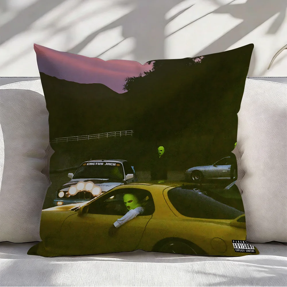 Rapper Pillow Covers Cartoon Sofa Decorative Home Double-sided Printing Short Plush Cute Cushion T-Travis S-Scott Cover