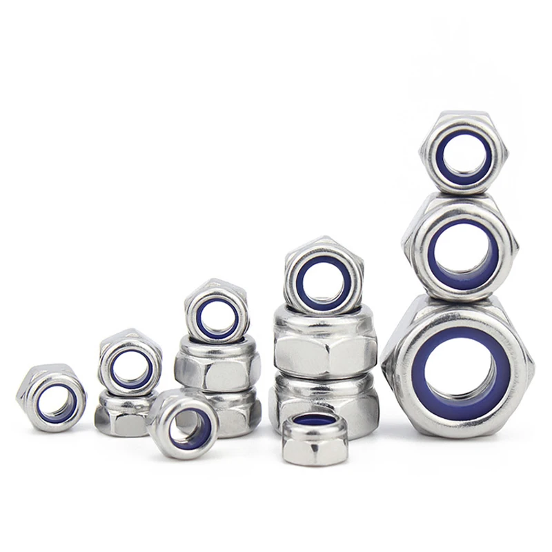 DIN 985 304 Stainless Steel Nylon Insert Lock Nut, Hex Nylon Lock Nut, Self-Locking, A2 Stainless Steel