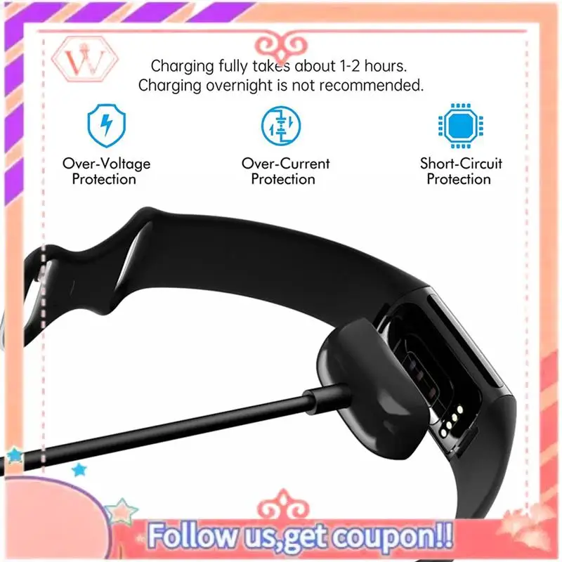 Upgraded 2X For Fitbit Charge 5/Luxe USB Wireless Magnetic Charger Cable Charging Dock Adapter Smart Watch Accessories 1M