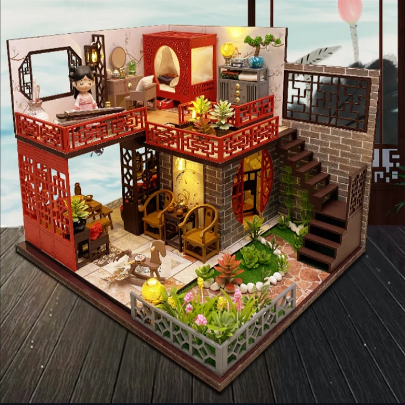 OUZEY Memory Lane Attic DIY، علوي خشبي عتيق ثلاثي الأبعاد، حرفة على الطراز الصيني للمراهقين #2