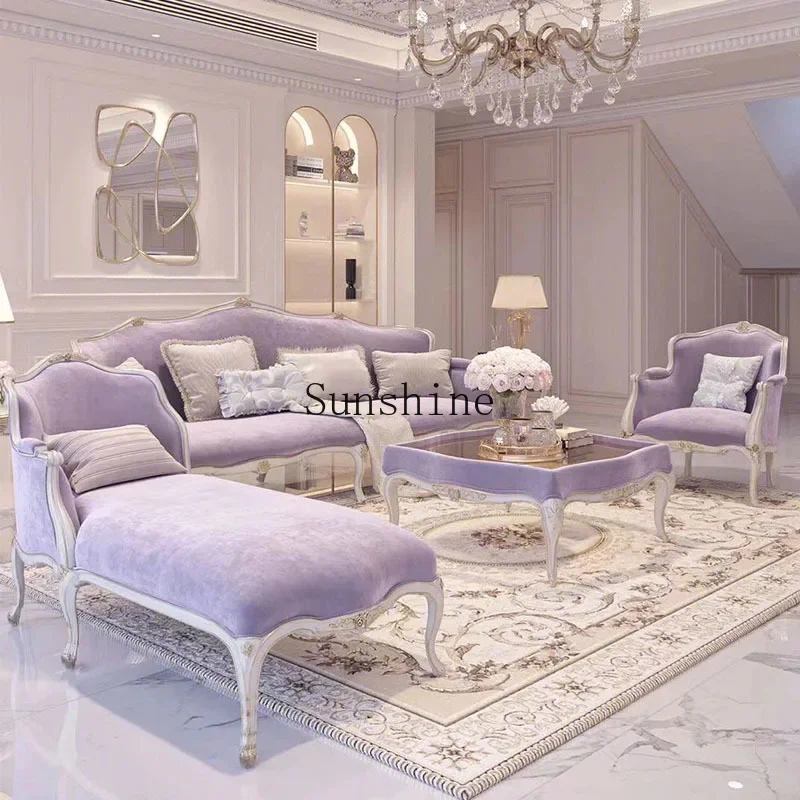 

Court princess style carved neoclassical solid wood concubine sofa furniture combination