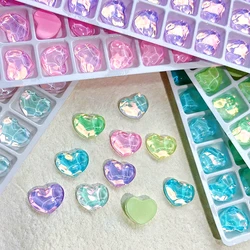 20PCS 3D Glass Flatback Nail Art Decoration Rhinestones Heart Charms Parts Nails Accessories Supplies Manicure Decor Material