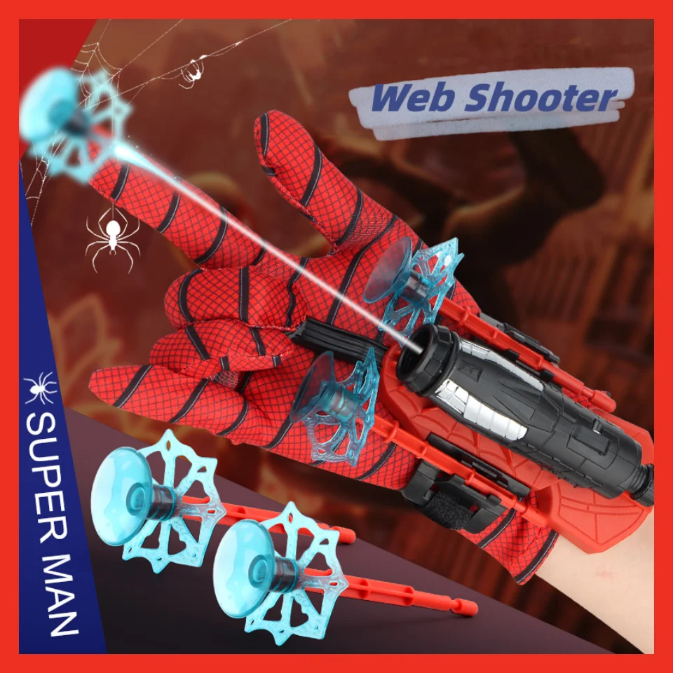 Anime Spiderman Wrist Launcher Safe Soft Bullet Gun Toy Spider Man Web Shooter Cosplay Props Toys For Children Kids Gift Figure