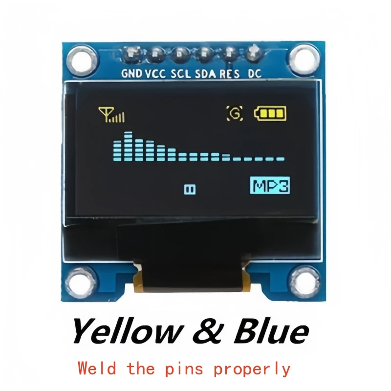0,96-Zoll blau-weiß-gelb-blaues zweifarbiges IIC-Kommunikations-OLED-Displaymodul für 51-Mikrocontroller – Detail 6