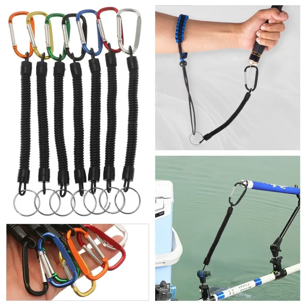 Security Key Chain Holder Safety Coil Carabiner Rope Fishing Tools Safety Belt Clip Hook