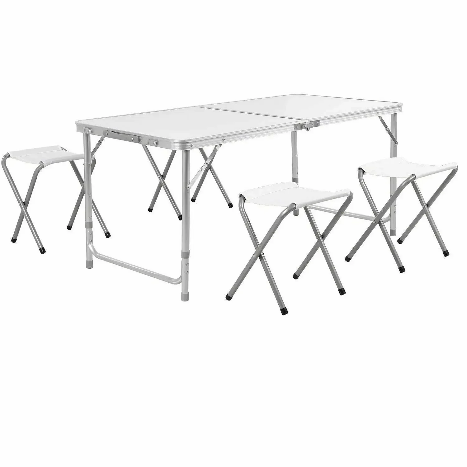 Folding Table 5Pcs Set Aluminum Camping Table 120cm Foldable with 4 Stool Outdoor Furniture Picnic Table and Chair Portable