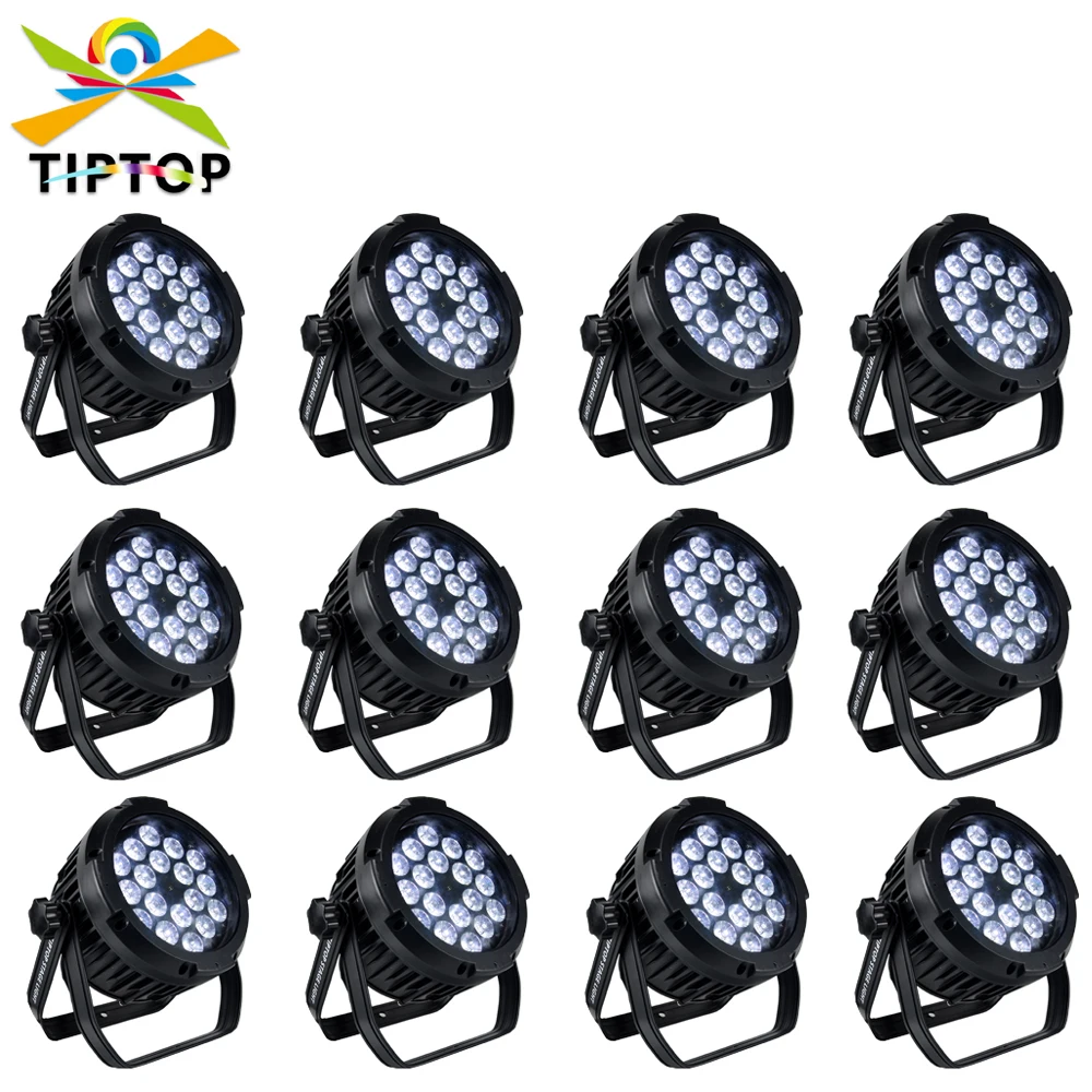 

Discount 12 Pack 18x18W Red Green Blue White Amber Purple 6 Color Cast Aluminum Stage Led Par Cans Slim Shape Club DJ Dance Hall