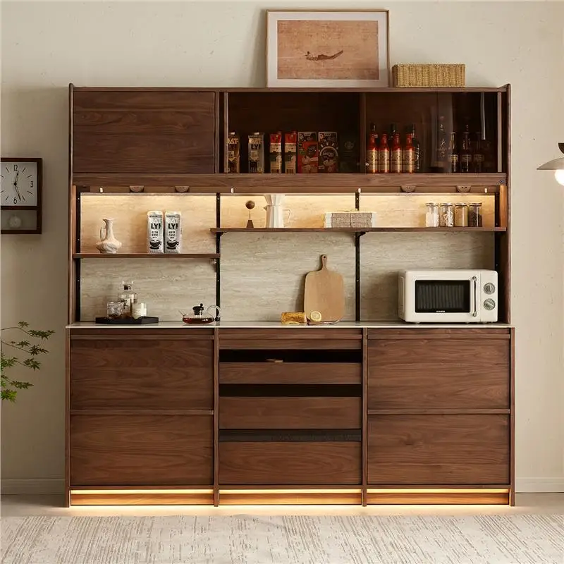 North American Black Walnut Dining Cabinet Wall-Mounted Integrated Storage Cabinet c