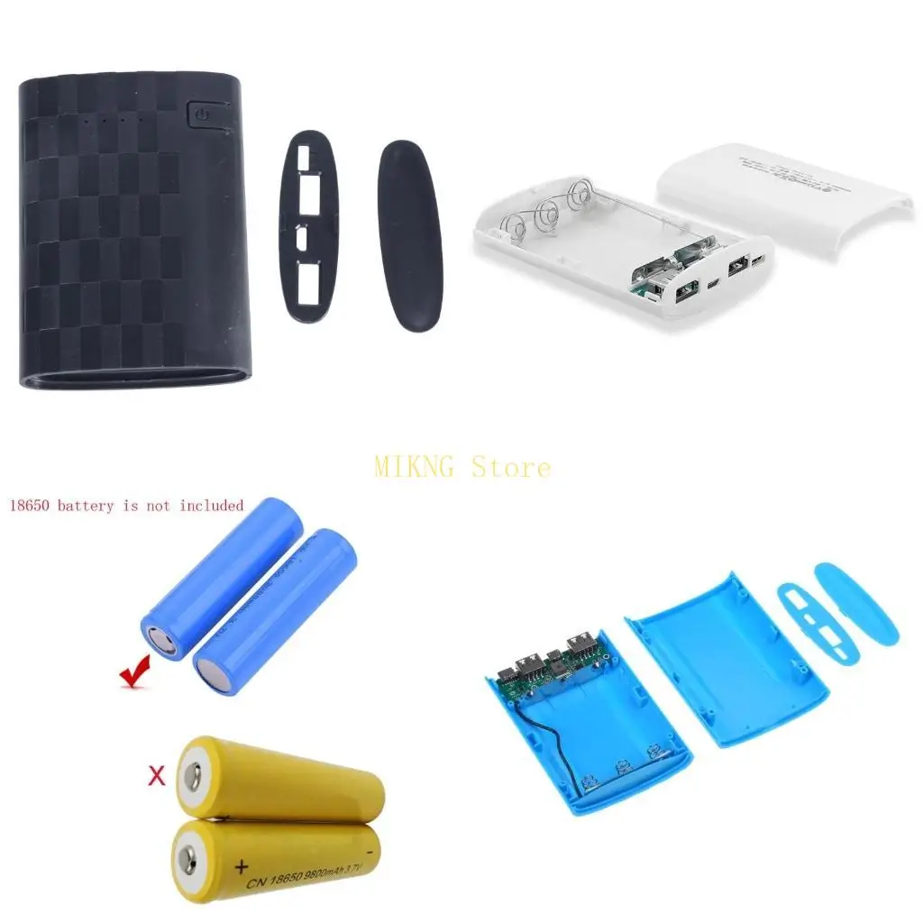 DIY Box Flat for Head Battery Outer for Case Dual USB Output Ports Plastic for Shell Box C Best Sale