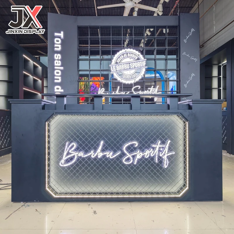 custom.Modern Custom Design Hairdressing Display Furniture Fashion Hair Salon Shop Counter Mall Retail Store Showcases Factory D