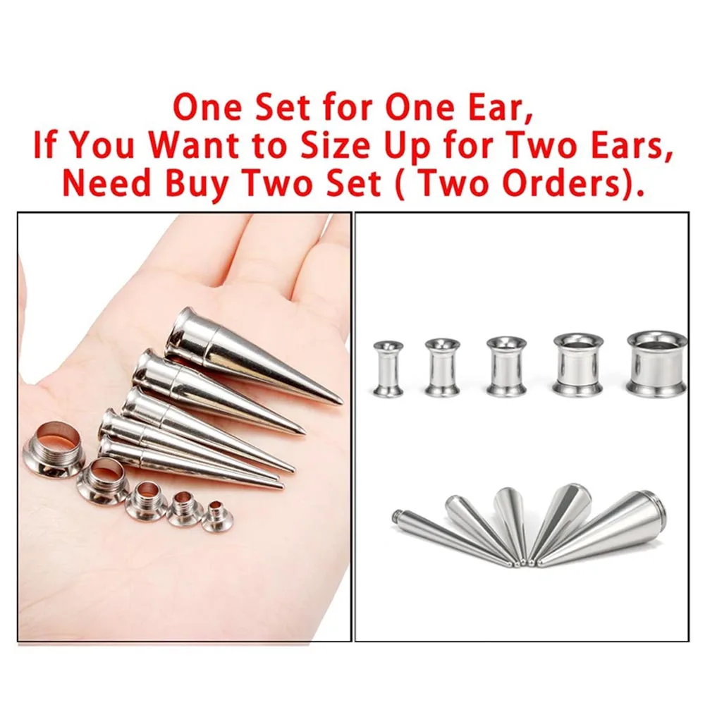 6G-00G 2-in-1-Set Ohrmessgeräte Plugs Tunnel Taper Ohrringe Stretching Expander Kit Set für Damen Herren – Detail 2