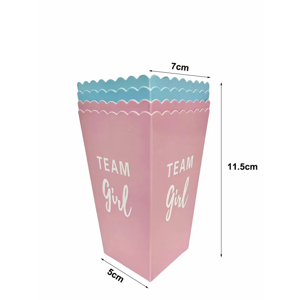 Gender Reveal Paper Popcorn Boxes Blue Pink Mini Popcorn Candy Treat Boxes Boy Girl Paper Popcorn Boxes for Baby Shower Decors