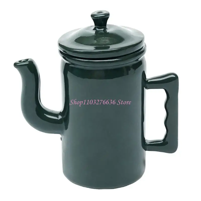 

R6FD Miniature Metal Coffee Pot With Lid 1/12 Scale Dollhouses Retro Kitchen Decors Collectible Retro Accessory