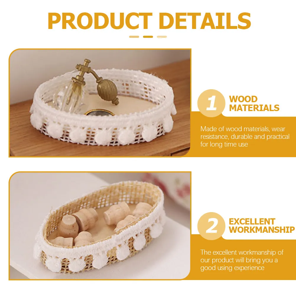 2Pcs Premium Mini House Decorative Basket Set Warm Realistic Storage Ornament for Dollhouse Interior Photography Prop Miniature