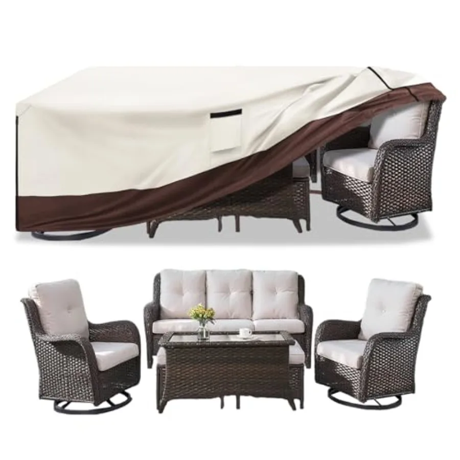 

Patio Furnie Cover for 5 Pieces Set-Waterof 600D Ox Fabric Cover for 5 PCS Outdoor Sets Wier Mel Couch RoinGlider Swivel Chairs
