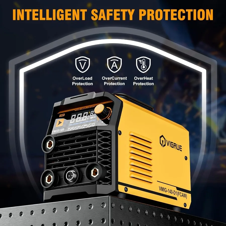 140A MIG Welder 110V Flux Core/Stick/Lift MIG 3 in 1 Welding Machine with Large Digital Screen Display for Automotive Repair Me