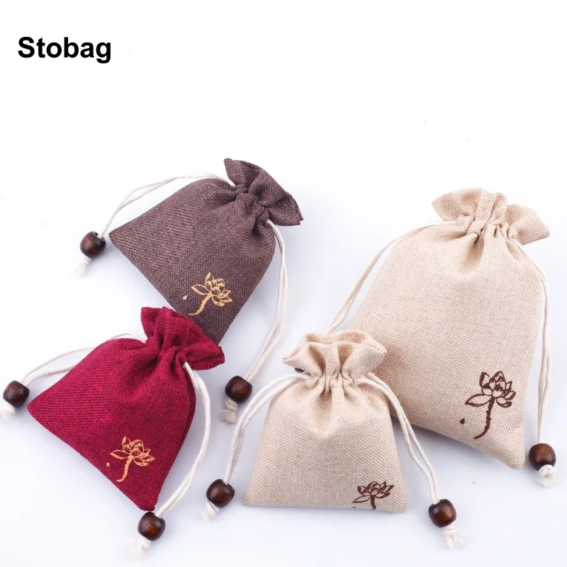 

StoBag 5pcs Small Linen Drawstring Bag Cotton Cloth Sachet Gift Jewelry Package Storage Bundle Pocket Reusable Pouches Portable