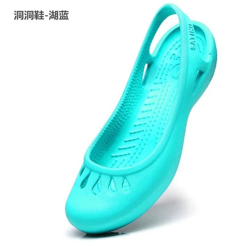 2022 Summer Nurse Shoes Flat-heeled Hole Shoes Baotou Sandals Plastic Sandals Student Beach Shoes Eva Garden Shoe