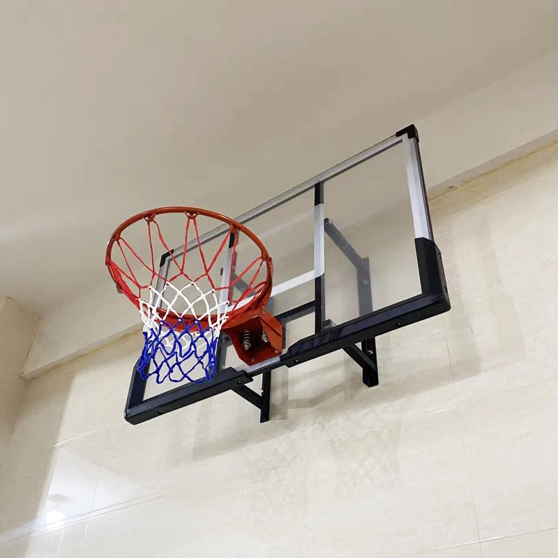 

Outdoor Basketball Glass Board Basketball Ring with Backboard Indoor Basket Ball Hoop Set Wall mounted basketball stand