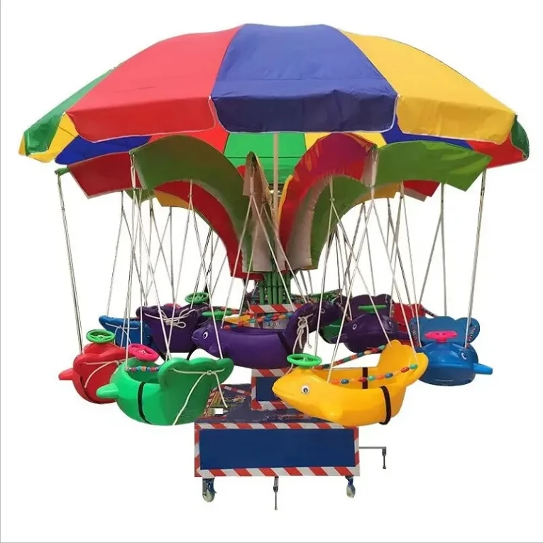 Playground Merry Go Round Carousel Ride Kids Rotating Flying Chair Large Outdoor Entertainment Equipment